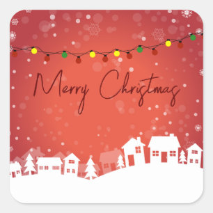 Sticker Carré Des flocons de neige recouvrent les maisons de Noë