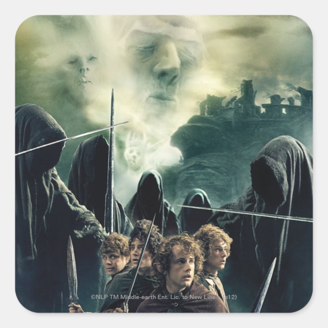 Sticker Carré Des hobbits prêts à la bataille (Devant)