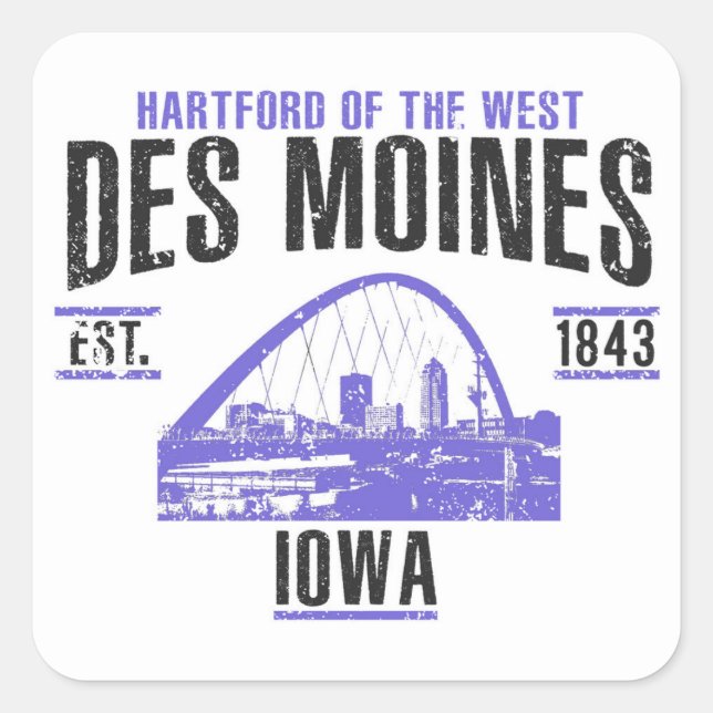 Sticker Carré Des Moines (Devant)