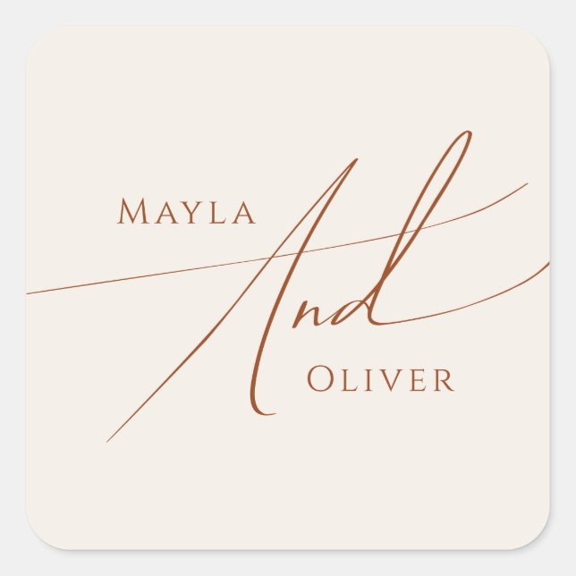 Sticker Carré Désert de Whimsical | Phoques Mariages beiges (Devant)