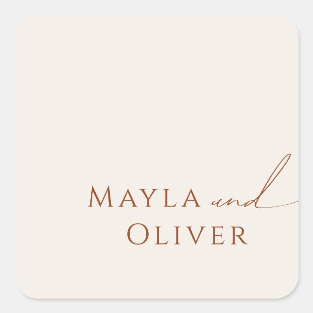 Sticker Carré Désert de Whimsical | Phoques Mariages beiges (Devant)