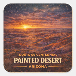 Sticker Carré Désert peint Arizona Lever de soleil Centenaire
