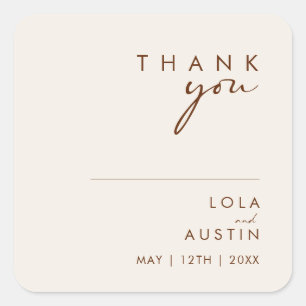 Sticker Carré Désert simple   Mariage de Merci blanc naturel