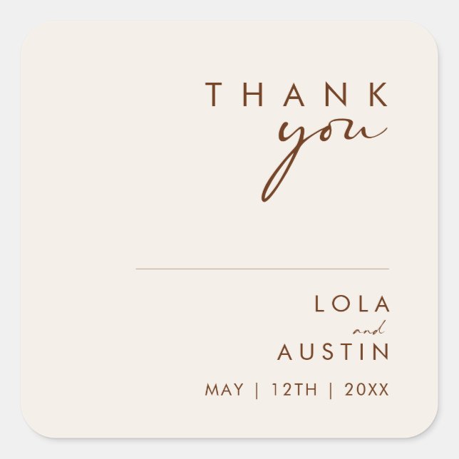 Sticker Carré Désert simple | Mariage de Merci blanc naturel (Devant)