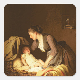 Sticker Carré Déshabiller le bébé, 1880