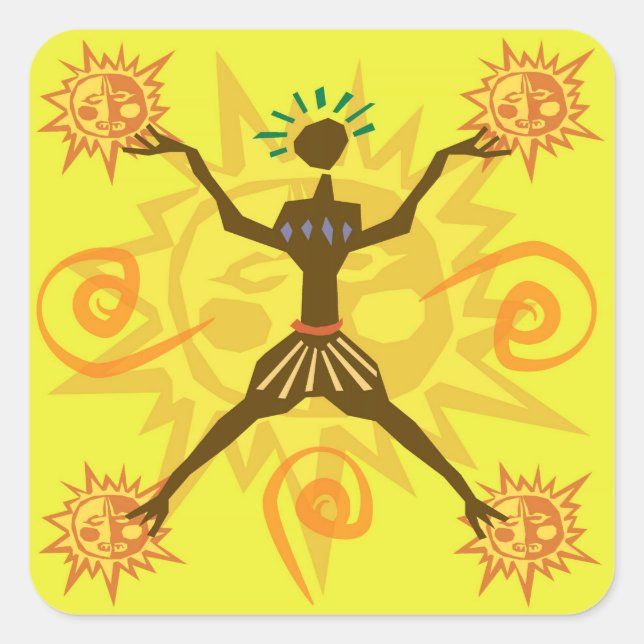 Sticker Carré Design africain (Devant)