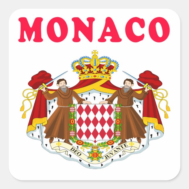 Sticker Carré Design D'Armoiries De Monaco (Devant)