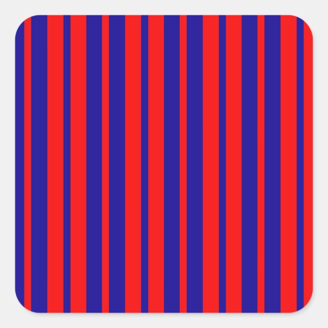Sticker Carré Design de bandes rouges et bleues (Devant)
