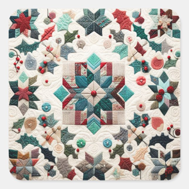 Sticker Carré Design de Noël doré (Devant)