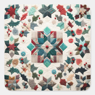 Sticker Carré Design de Noël doré