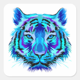 Sticker Carré Design de tigres multicolores