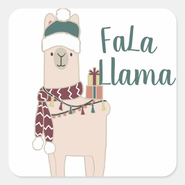 Sticker Carré Design du Cute Holiday Fa La Llama (Devant)