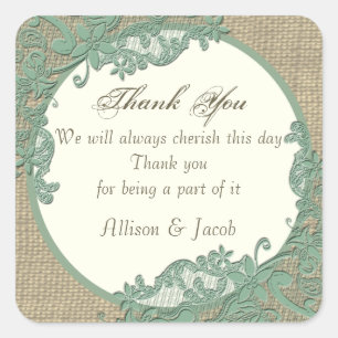 Sticker Carré Design en dentelle vintage Vert