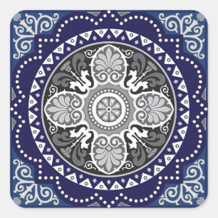 Sticker Carré Design floral détaillé de l'Écharpe Paisley