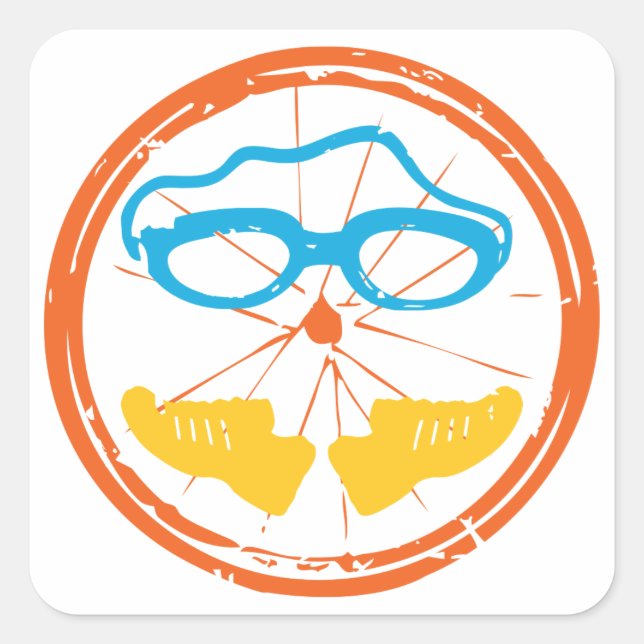 Sticker Carré Design fun Triathlon (Devant)