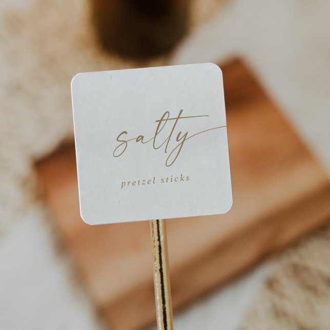 Sticker Carré Design Gold Script Salty Wedding Favoriser (Créateur téléchargé)