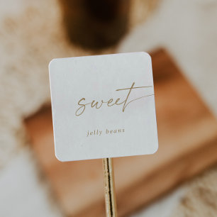 Sticker Carré Design Gold Script Sweet Wedding Favor
