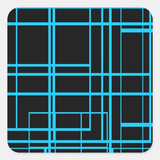 Sticker Carré Design laser noir et bleu (Devant)