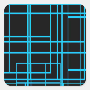 Sticker Carré Design laser noir et bleu