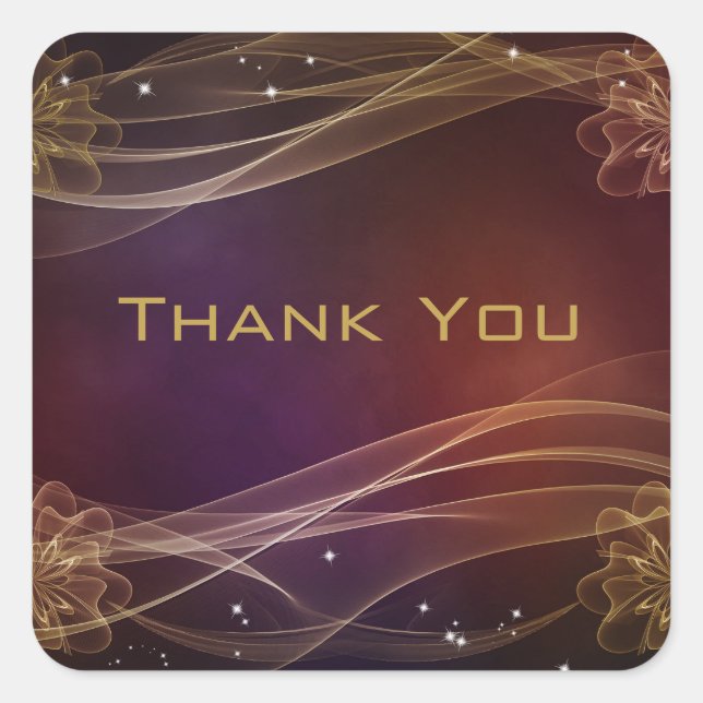Sticker Carré Design Maroon élégant avec Merci Gold Accents (Devant)