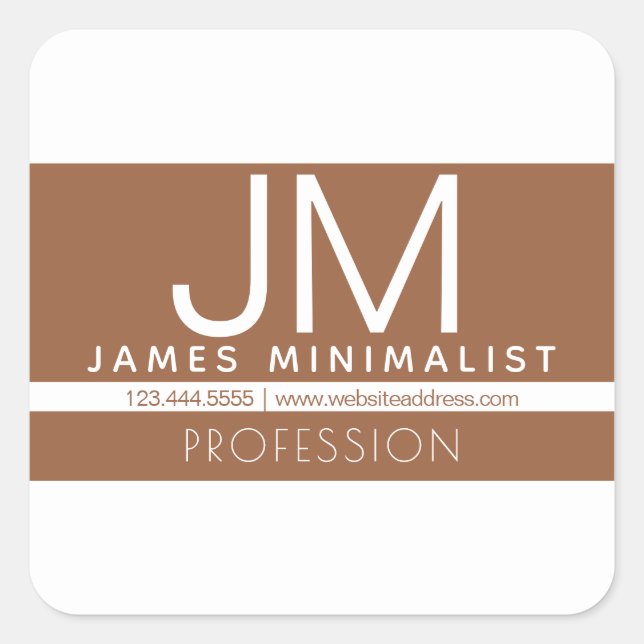 Sticker Carré Design minimaliste professionnel moderne | Marron  (Devant)