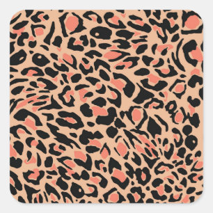 Sticker Carré Design Motif Leopard vintage
