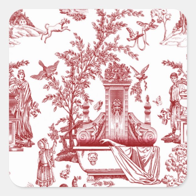 Sticker Carré Design Motif Red Toile (Devant)