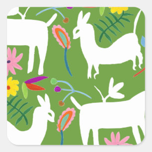 Sticker Carré Design Otomi moderne   Llama Donkey Design