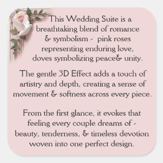 Sticker Carré Design Pink Roses & Doves