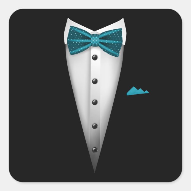 Sticker Carré Design Tuxedo avec Bowtie Pour Mariages et (Devant)