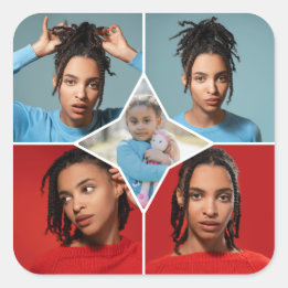 Sticker Carré Design Your Own 5 Photo Collage