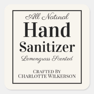 Sticker Carré Désinfectant pour les mains fait maison personnali