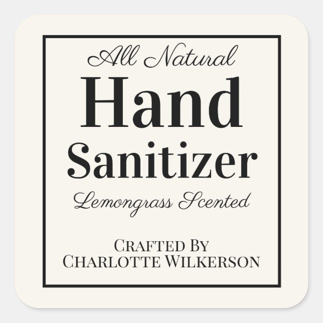 Sticker Carré Désinfectant pour les mains fait maison personnali (Devant)