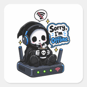 Sticker Carré Désolé, je suis hors ligne humour de gamer introve