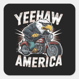 Sticker Carré dessin animé aigle à tête blanche à moto