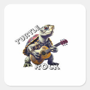 Sticker Carré Dessin animé caricatural de tortue animale