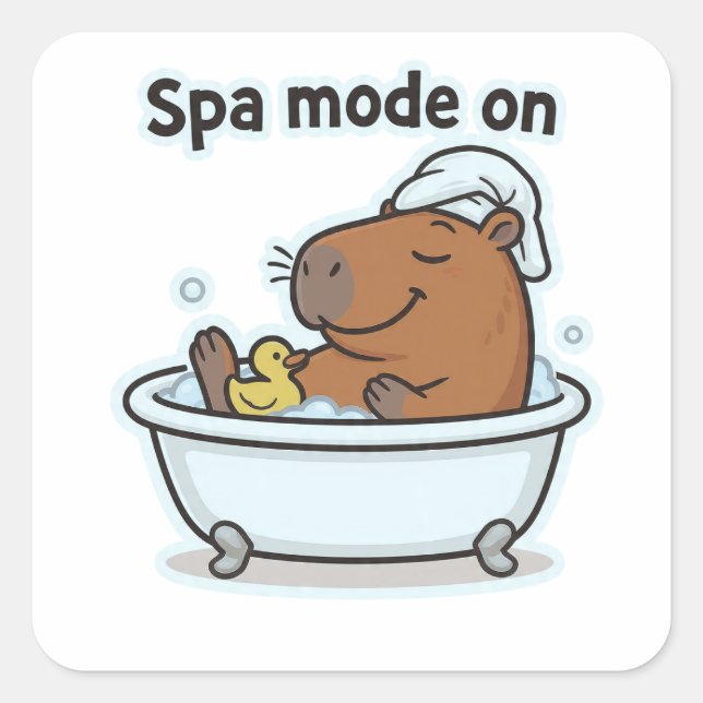 Sticker Carré Dessin animé de capybara relaxant  (Devant)