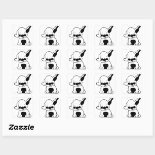 Sticker Carré dessin animé de chiot carlin