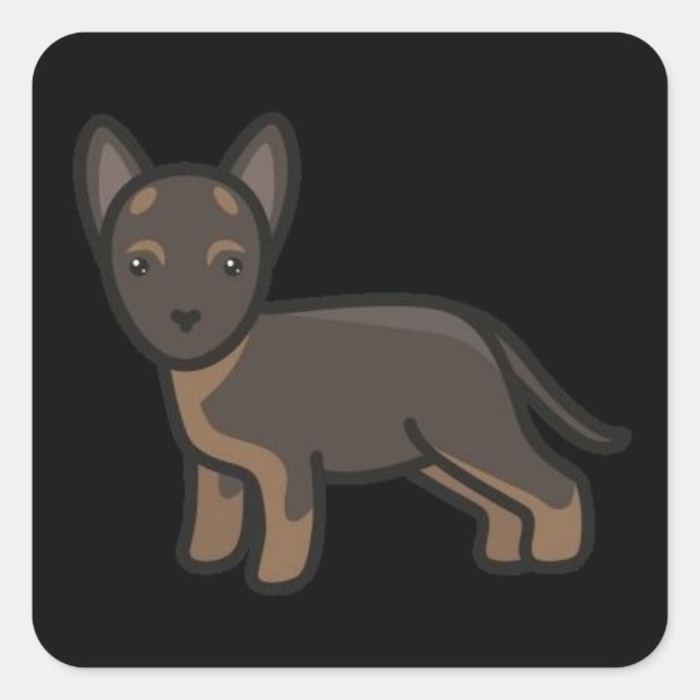 Sticker Carré dessin animé de German Shepherd (Devant)