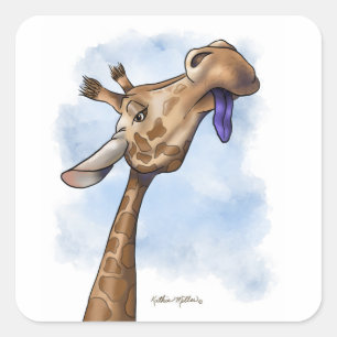 Sticker Carré Dessin animé de girafe condescendant