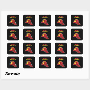 Sticker Carré Dessin animé de pompier héros Casque rouge d'appré