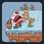 Sticker Carré Dessin animé de Santa Claus christmas<br><div class="desc">christmas santa claus reindeer ,  visage smile desnowflake,  man happiness art colorful,  new year smiling joy ,  cheerful bag funny ,  beard red xmas fun ,  cube happy winter merry ,  holiday cartoon,  irréfutiment les</div>
