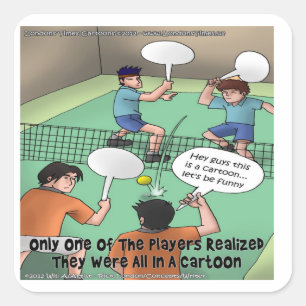 Sticker Carré Dessin Animé de Tennis Pas Drôle T-shirts Drôles C
