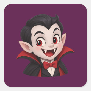 Sticker Carré Dessin animé d'Halloween de vampire mignon