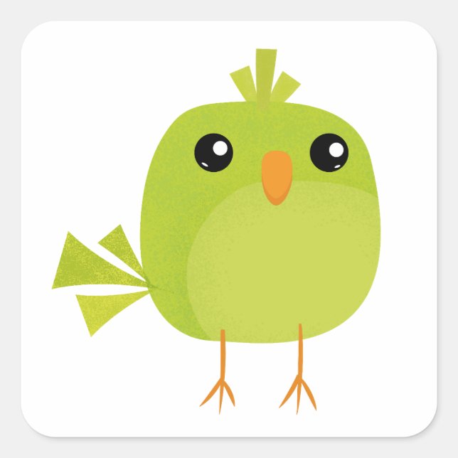 Sticker Carré Dessin animé d'oiseau vert (Devant)