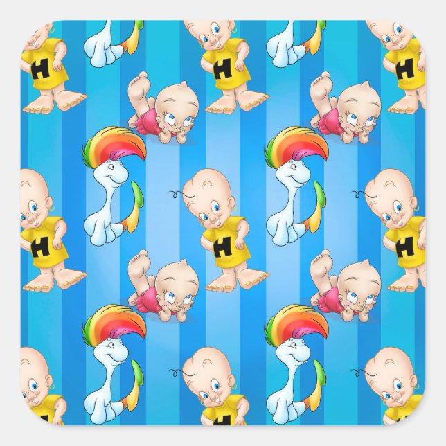 Sticker Carré dessin animé mignon (Devant)