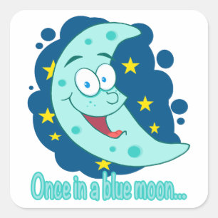 Sticker Carré dessin animé une fois dans une lune bleue