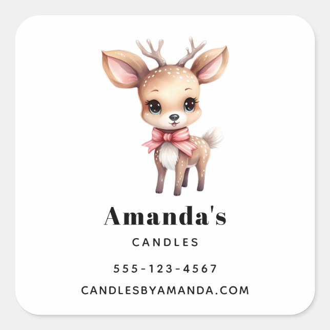 Sticker Carré Dessin de dessin de cerfs de bébés mignons (Devant)
