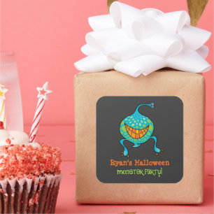 Sticker Carré Dessin de la fête d'Halloween de l'Alien du Monstr