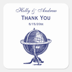 Sticker Carré Dessin de la marine vintage du monde